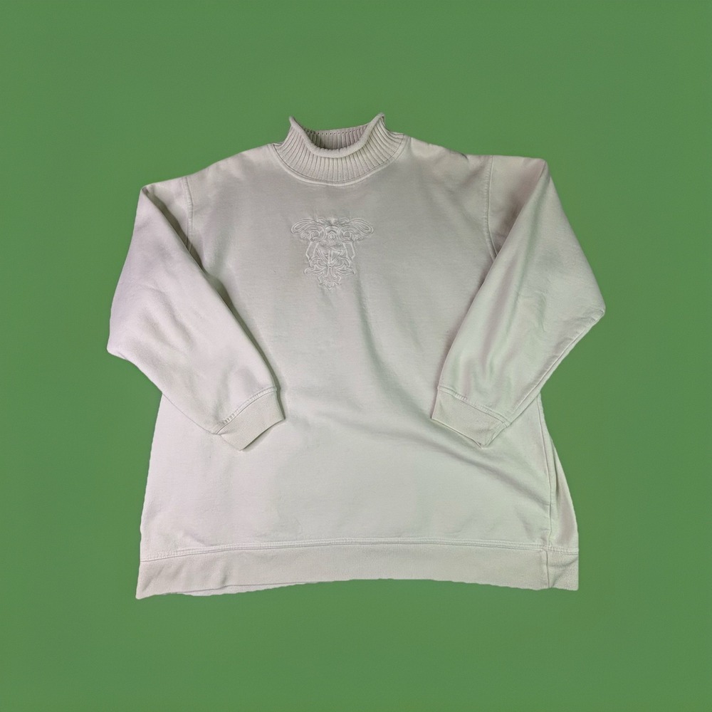 VTG Hunt Club Womens XL 100% Cotton Knit Heavyweight Rollneck White Sweater